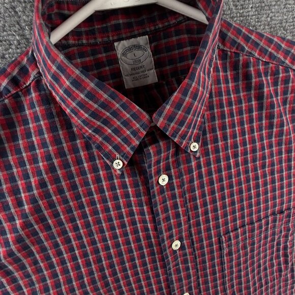 Brooks Brothers Button Up Shirt Men Red Blue Check Long Sleeve Large Regent - Picture 6 of 11